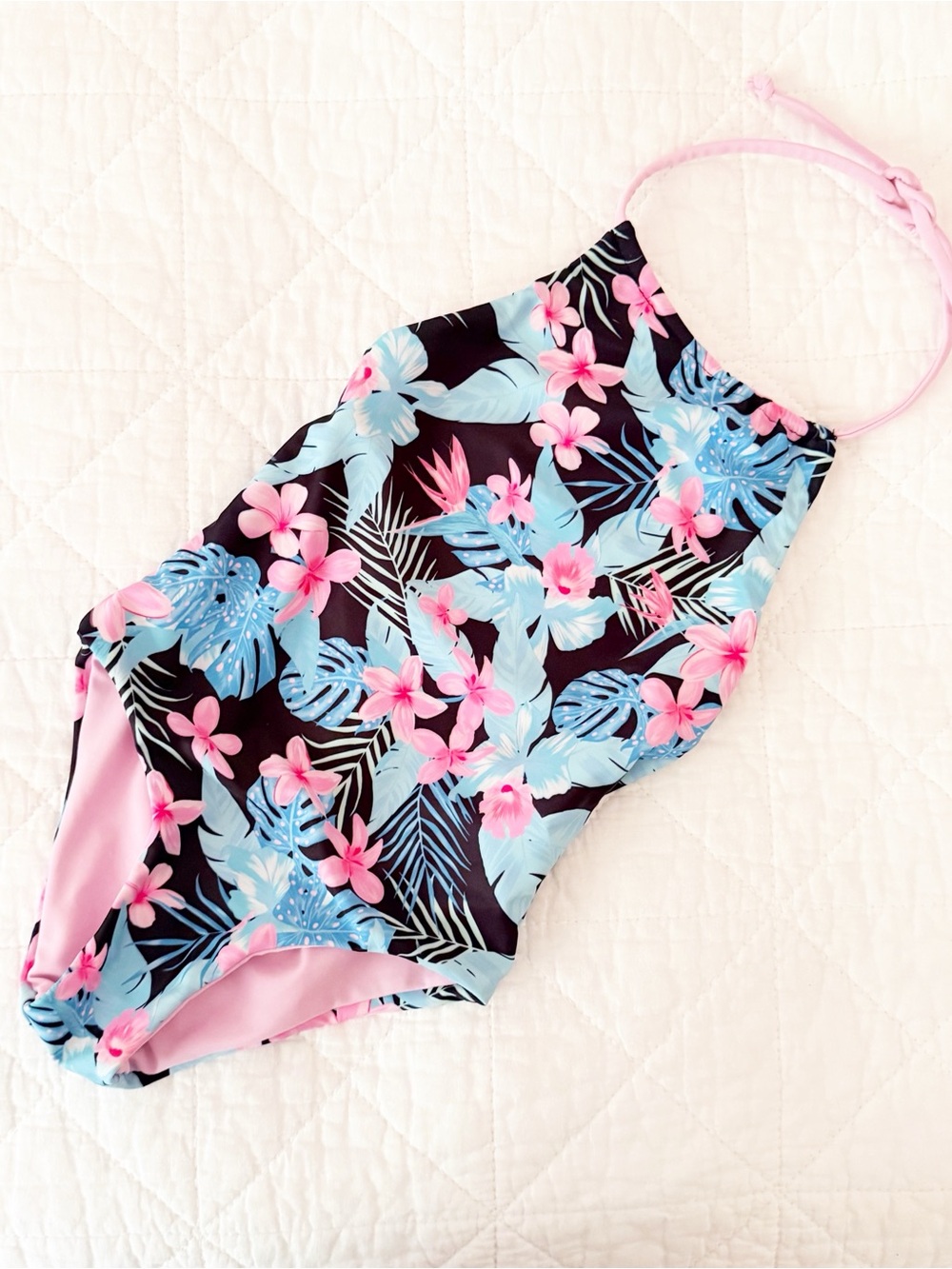 NEW Feather 4 Arrow Girls' Tropical Floral Halter One-Piece Swimsuit NWOT